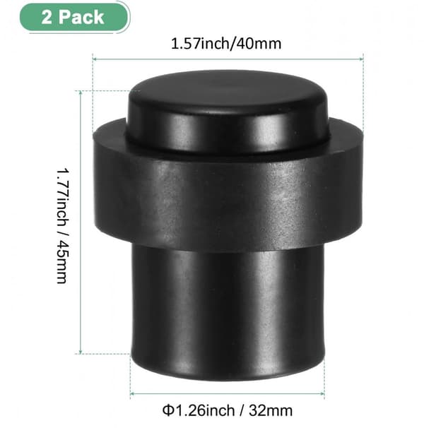 2 stk. - 40*40*45 mm - Dørstop - cylindrisk dørstop - dørstop i rustfrit stål - til gulvmontering - med sort gummi