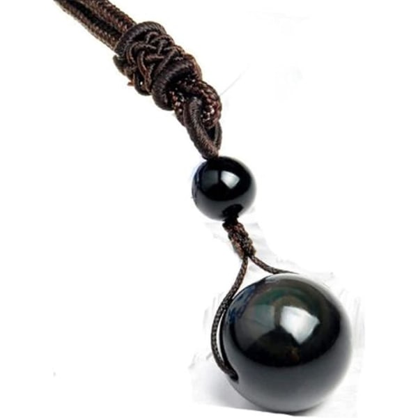 6st enkla runda pärlor hängande halsband Unisex justerbart halsband för kvinnor män (brun+svart) 1,4cm