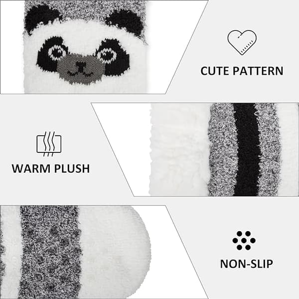 2 par fluffy tøffelsokker til kvinder Termiske Dyrefleece Sokker Vinter