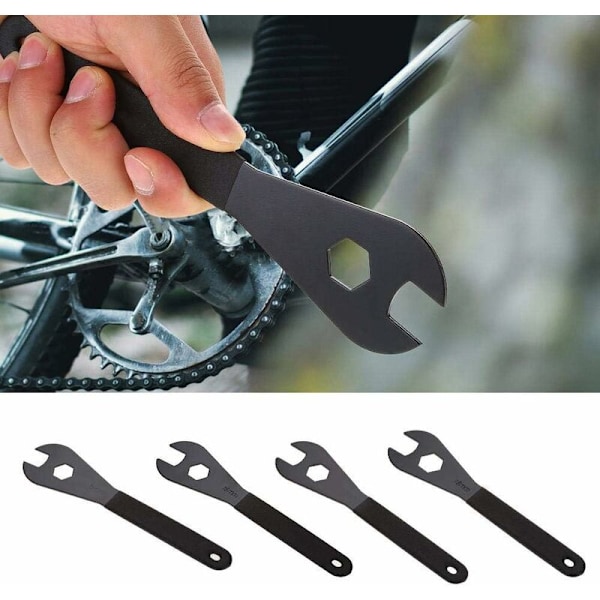 Cykelskruenøgle - Holdbar multifunktionel konusnøgle i kulstofstål til cykelreparation (15 mm, 16 mm, 17 mm, 18 mm)