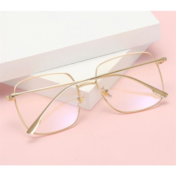 Galaxy Blått lysblokkerende firkantede briller metall optisk antirefleksglass (roségull) Rose Gold