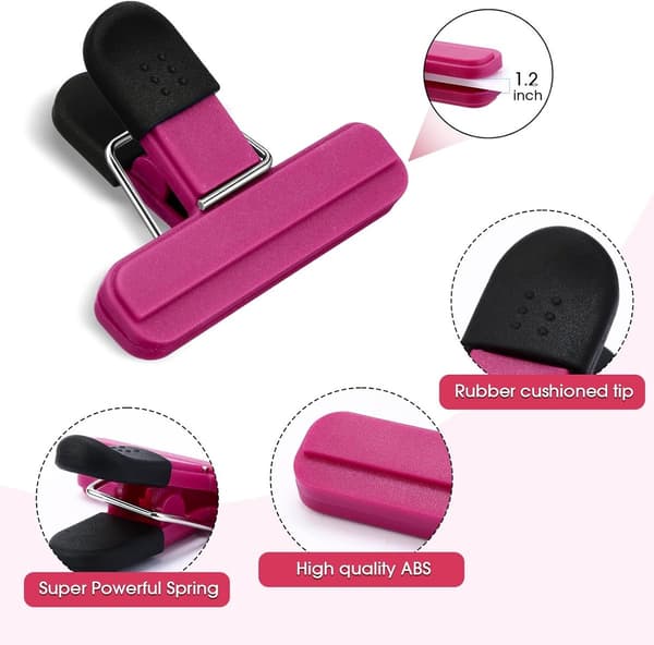 20 stk. - Matposeklyper - Forseglingsklype - Kraftige matposeklyper i plast - Med solid lukking - For matoppbevaring - 7,7*6,5 cm - Rosa