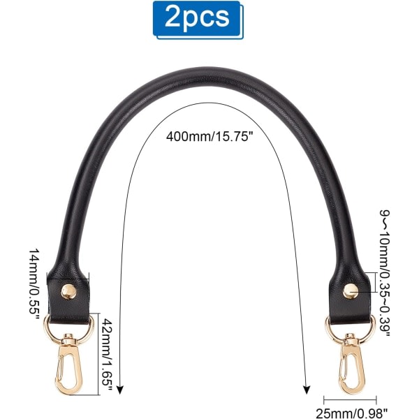 Galaxy Paket med 2 Svart läderväska Handväska Ersättningsaxel med 2 snäpplås Plånböcker 40 cm långa（svarta） Svart
