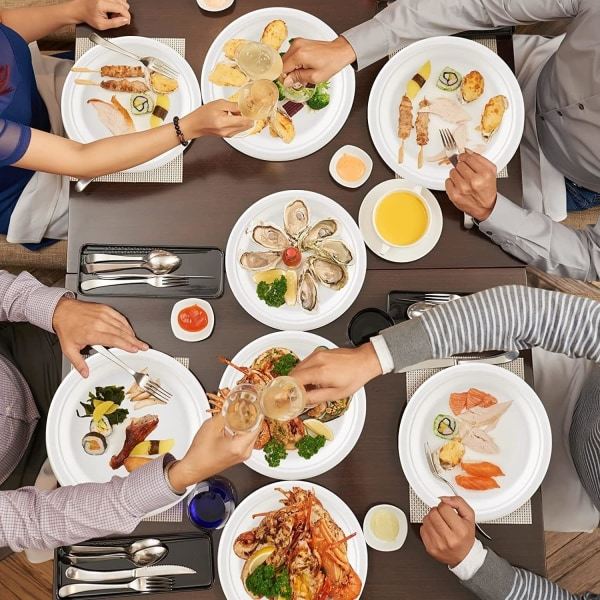 100 kpl paperilautasia, ?18cm, 100% biohajoavia ja kompostoituvia, ympäristöystävällisiä kertakäyttölautasia piknikille ja grillaukseen (18 cm/100 kpl)