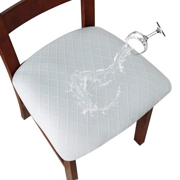 TG Vit, 4 st Elastiska Jacquard Stolsöverdrag Stretchpräglat C