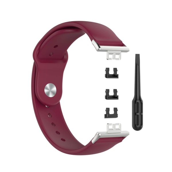 Silikonarmbånd for 18mm Watch/Huawei Watch Fit med stiftspänne Vinröd