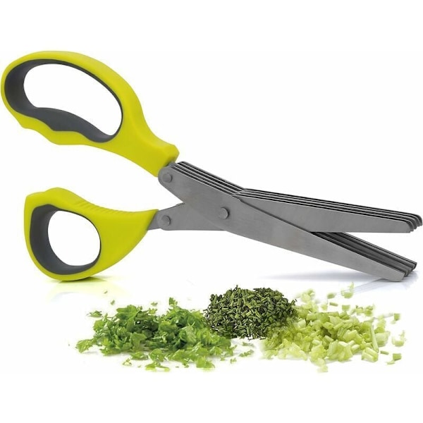Köksax för örter - 5 rostfria blad & rengöringskam - Professionellt verktyg för matskärning, av DEBUNS