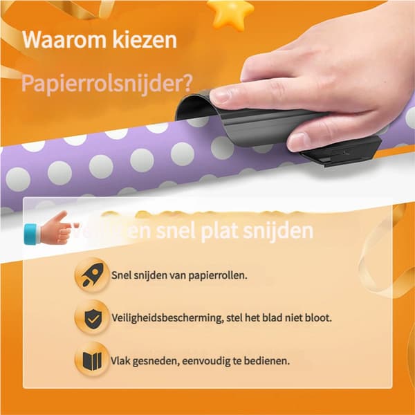 Innpakningspapirkutter, manuell rullekutter i plast med skarpt utskiftbart blad, gaveinnpakning til hjemmekontoret, 6,6 × 6,2 × 12,5 cm