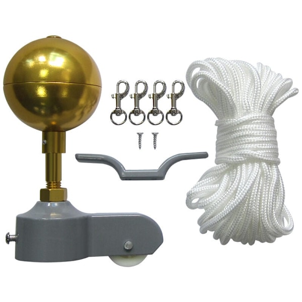 Flaggstångstillbehör, flaggstångstillbehörsset, rund form, gyllene boll, klämma, för inom- och utomhusbruk