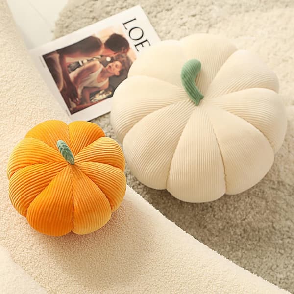 Liten Pynteputer med Gresskar, Halloween & Høstputer, Rund Pute til Seng eller Sofa (18 cm) 18 cm x 18 cm