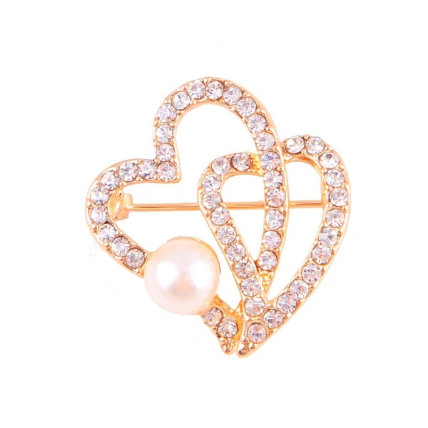 Hjerte Brosje Pins Gull Krystall Rhinestone