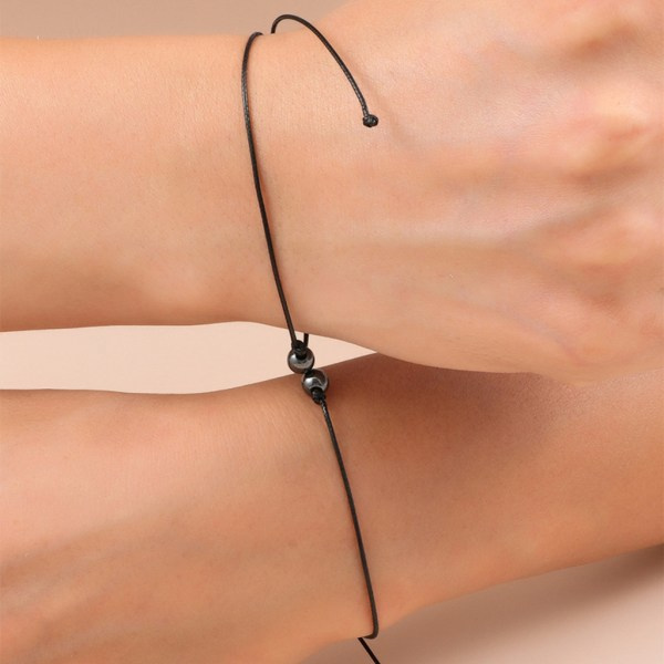 2 delar magnetiskt svart obsidian armband Europeiskt och amerikanskt för kreativt handvävt justerbart kort par armband Svart