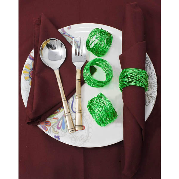 Servettringer Set om 6 for middagsbjudningar, matbordsdekoration Handgjord servetthållare (grønn) Grønn