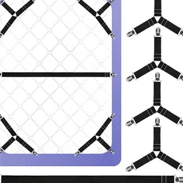 Source Anti-halk lakan triangel fixeringsklämma Justerbar klämma lakan spänne täcke täcke överdrag fixeringsanordning Ny Black 4-pack