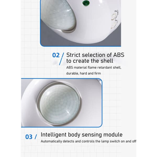 Bevegelsessensor Bryter PIR Sensor Radar Sensor AC110-240V Bevegelsesdeteksjonsbryter for LED Lampe, av DEBUNS
