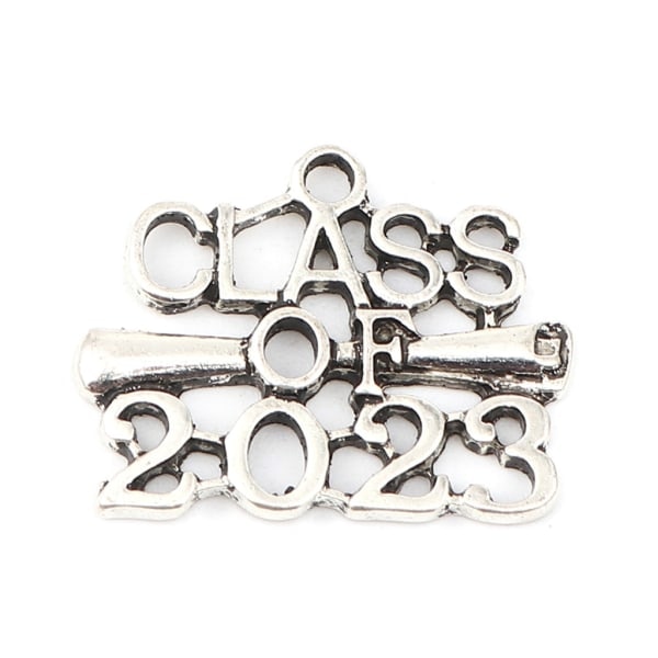 20 kpl/erä 25x20mm Valmistumisriipus Luokka 2023 Ripustus korvakoruille kaulakoruille rannekoruille DIY-korujen tarvikkeet Antik hopea