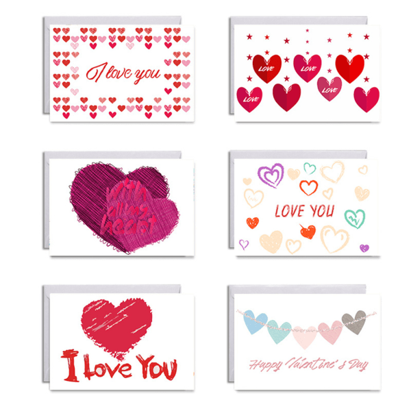 6./ set Alla hjärtans dag gratulationskort med kuvert klistermärken jag älskar dig kort