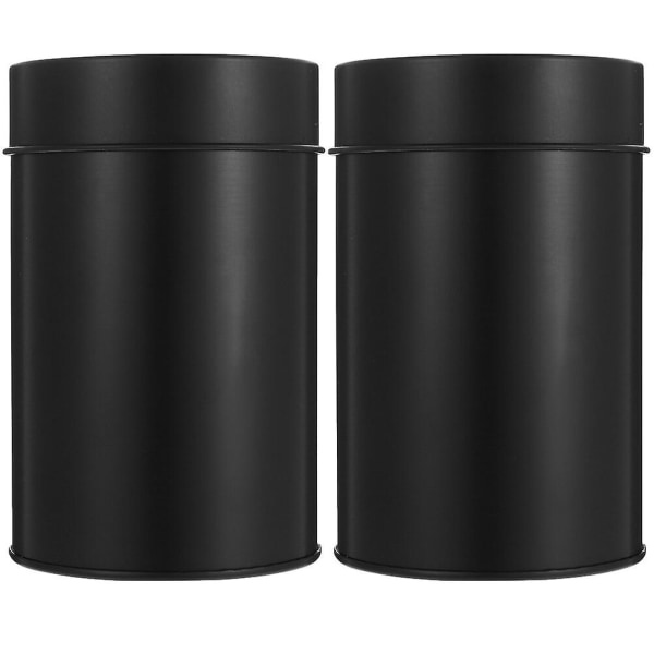 2 stk teburkar med lufttætte låg - Blytæte opbevaringsburkar til løse blade - Sorte 12X7.5X7.5CM