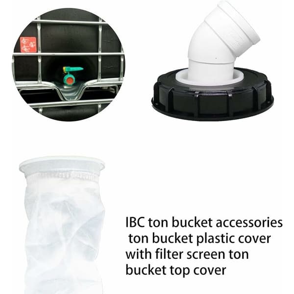 45° IBC Lågfilter, 163mm Nylon Regnvandsfilter, Vaskbart med Låg til IBC Regnvandstank DN 150, DEBUNS