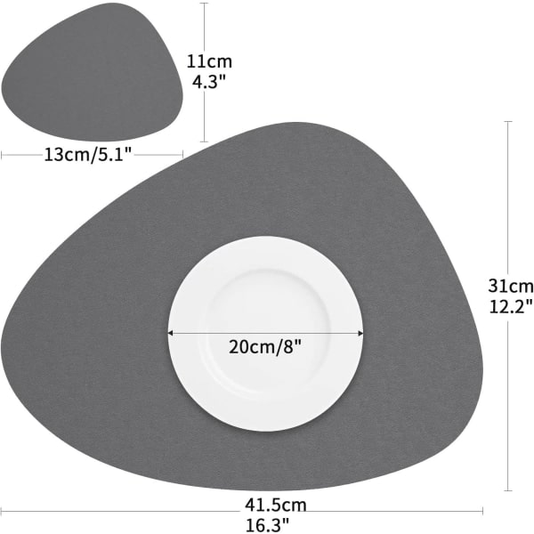 Bordstabletter Vaskbare, 6 stk. Placemats Vaskbare Oval, Varmebestandig Lær
