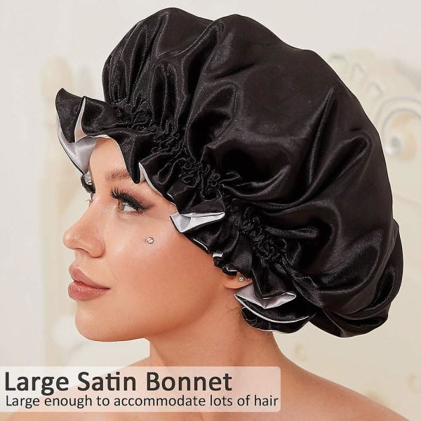 TG Silk Bonnet luonnonkiharalle mustalle naiselle, satiinihuppu