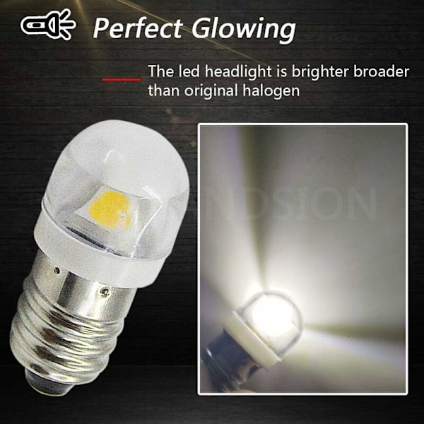 4 stk. 3V 0,2W E10 LED Pære 5050 1SMD Hvid 3000K LED Erstatningspære Opgradering til Forlygter Lommelygter Fakkellygter