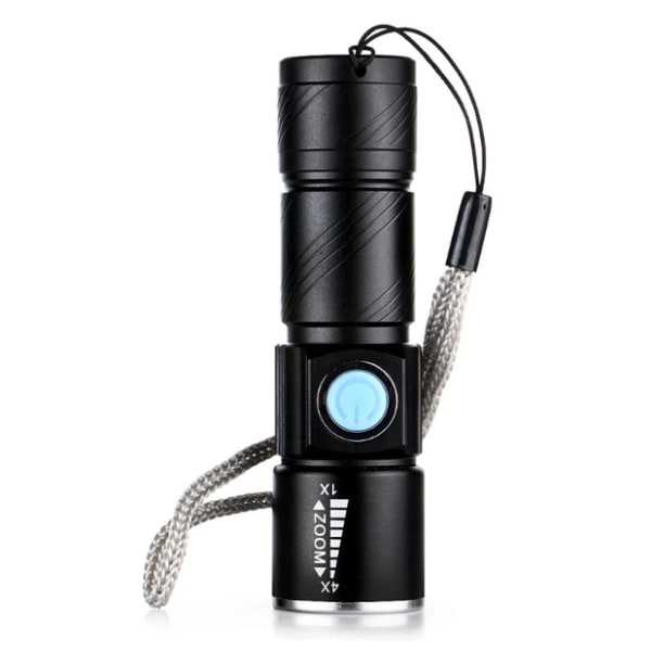 USB-LATAAJA MINI CREE Q5 taskulamppu 2000 Lumen Musta