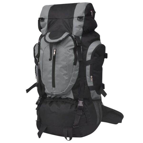 vidaXL Vaellusrinkka XXL 75 L Musta ja harmaa Multicolor multifärg