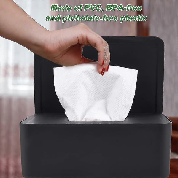 Wet Wipe Storage Box Wet Wipe Dispenser Holder Tissue Storage Box with Lid Dustproof Black