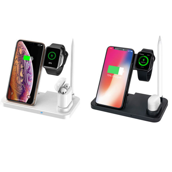 TG 4 i 1 Trådløs oplader til Airpods, Apple Pen, Apple Watch, Mobil Hvid