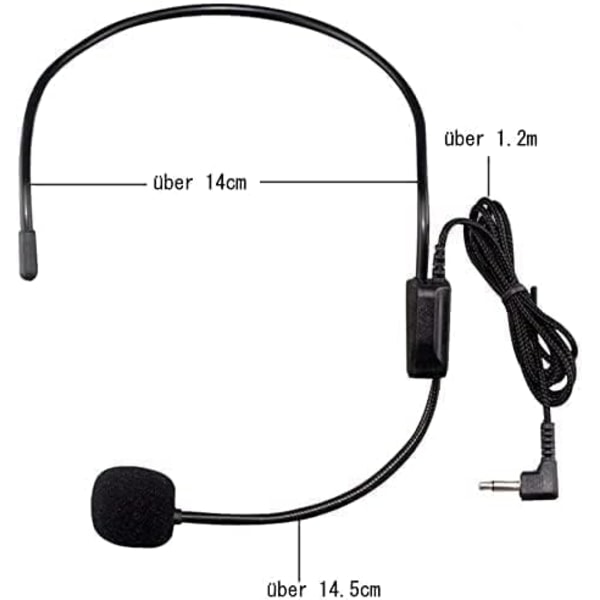 Sett med 2 headset-mikrofoner, fleksibel kablet mikrofonarm for stemmeforsterker, lærere, foredragsholdere, trenere, presentasjoner, seniorer og mer Svart Svart Svart