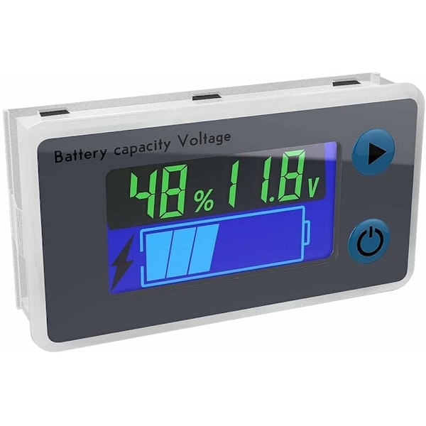 Multifunksjon 10-100V LCD Batterikapasitet Voltmeter, Temperaturvisningsmonitor (12V)