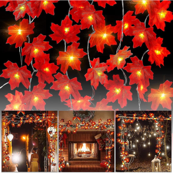 Maple Lights,6m 40 Led Maple Leaf String Lights,Maple Leaf String Lights,fall String Lights,till Thanksgiving,halloween,jul,heminredning,h?stdekor