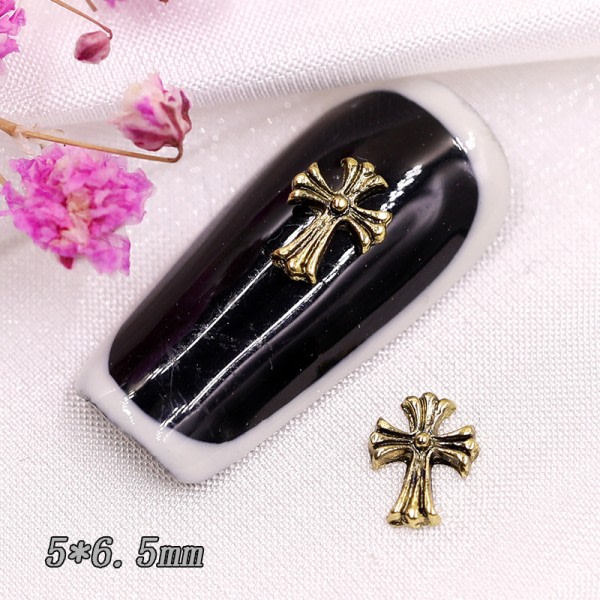 60 stk Kors Nail Art Charms Metall 3D Punk Nail Ornamenter for Mani