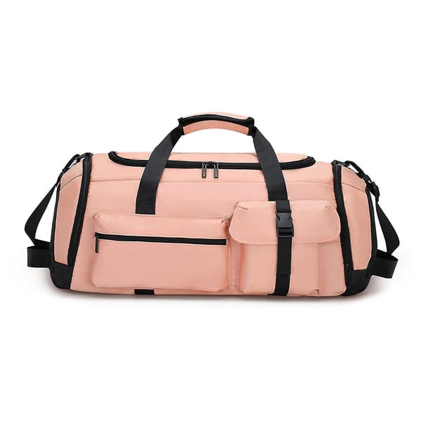 Large Capacity Suitcase - Duffel Bag with Wet/Dry Compartment and Reinforced Backpack Straps Pink_yux Pink