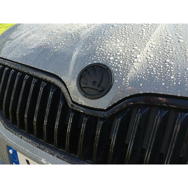 Sort 90mm Emblem Badge 3m Selvklæbende Forreste Bageste Motorhjelm Bagagerum til Skoda Modeller