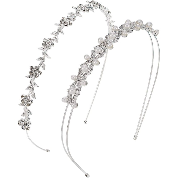 Galaxy Dam Faux Pearl Rhinestone Pannband med Mosaik Crown Pannband 2st