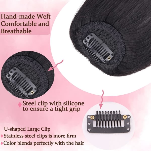 TG Bangs Hårklipp i Bangs Ekte Menneskehår Extensions Naturlig Svart