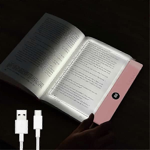 Book light, rechargeable clear LED flat reading light with 3 colors and timer, flat lamp book full on pink Pink Pink