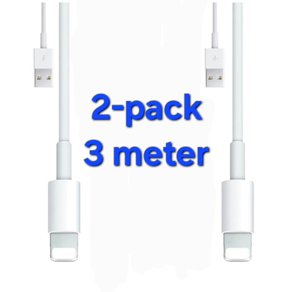 2-pak - Ladekabel Lightning iPhone 2-pack. 3 meter