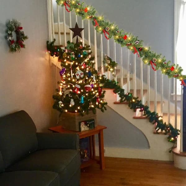9FT Julekrans med 50 LED-lys, batteridrevet julekrans