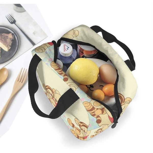 Lunchväska Tote Nalle Puh Med Tiger Lunchbox Isolerad Lunchkylbox Måltidsforberedende boks for Kvinna Man Barn