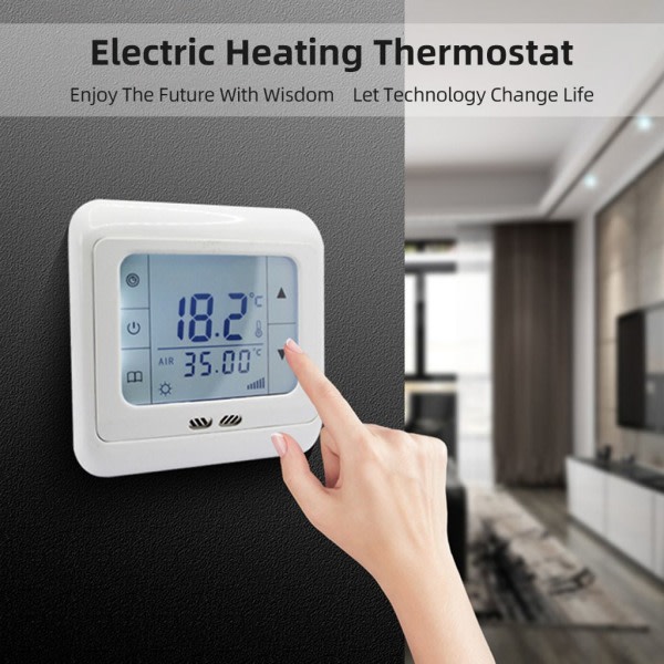 Touch LCD-skærm gulvvarme temperaturregulator 16A elektrisk varmefolie varmekabel