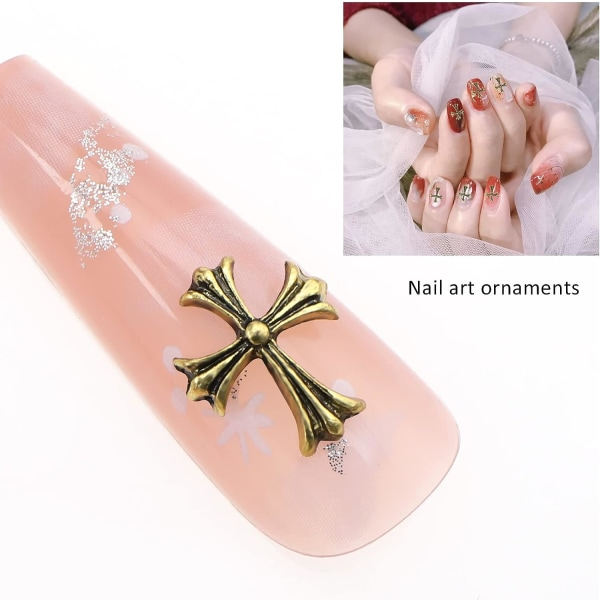 60 st Kors Nagelkonst Charm Metall 3D Punk Nageldekorationer för Mani