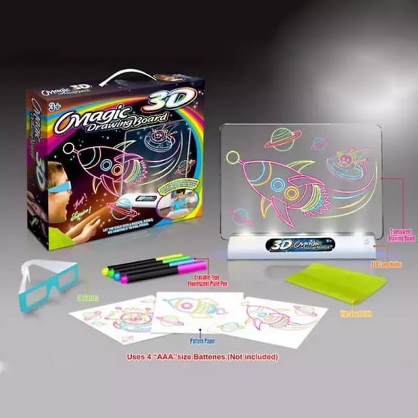 Magic 3d-ritbräda med penna Skissblock Tablett Ljuseffekter Pusselbräda Barngåvor Led-lampor Space Version