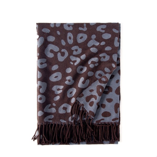 Damscarf Pompom Imiterad Tryckt Varm Halsduk