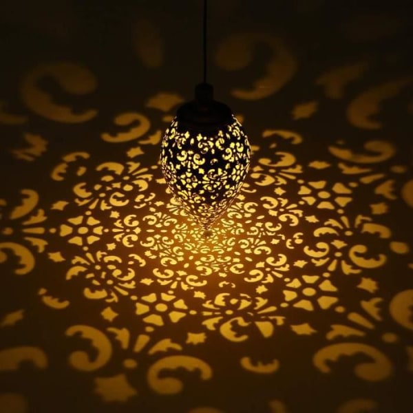 Riippuvat aurinkokennovalot, aurinkokenno-LED-lyhty puutarhaan, riippuva ulkoilman vedenpitävä metallilamppu.