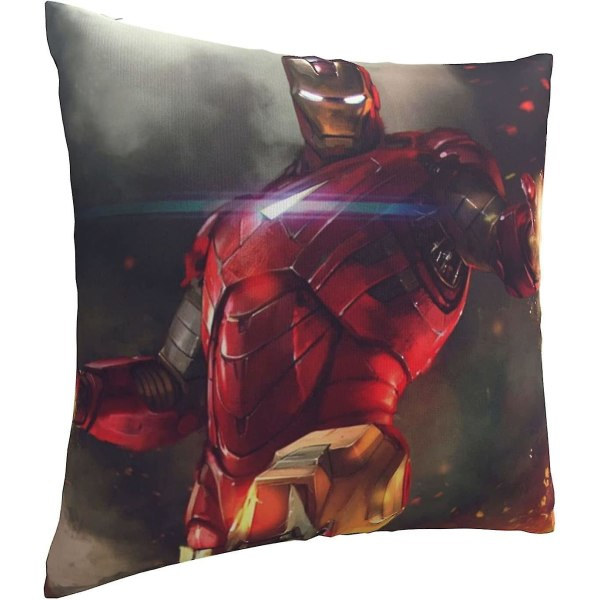Mykt og slitesterkt Iron Man putetrekk, sett med 1 putevar firkantet skrog hus sofa 45 x 45 cm