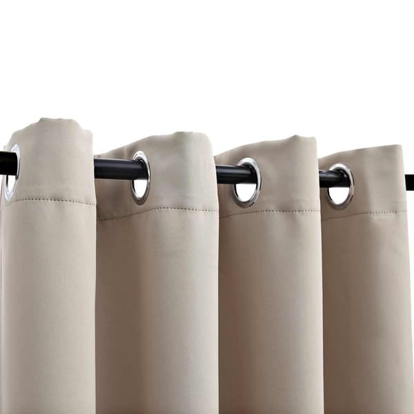 Mörkläggningsgardiner, set om 2 med metallringar, 100 % polyester för vardagsrum sovrum, beige 140 x 225 cm Beige
