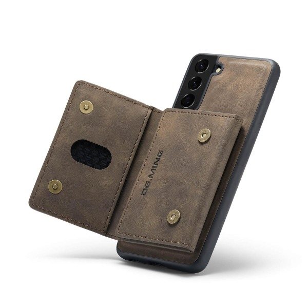 DG.MING 2-i-1 Vikbart Plånboksfodral & Magnetiskt Skal för Samsung Galaxy S21 Kaffe